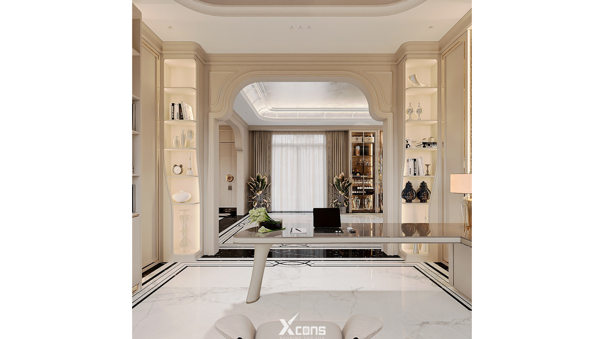 Phòng làm việc mang không gian yên tĩnh để gia chủ tập trung và thư giãn