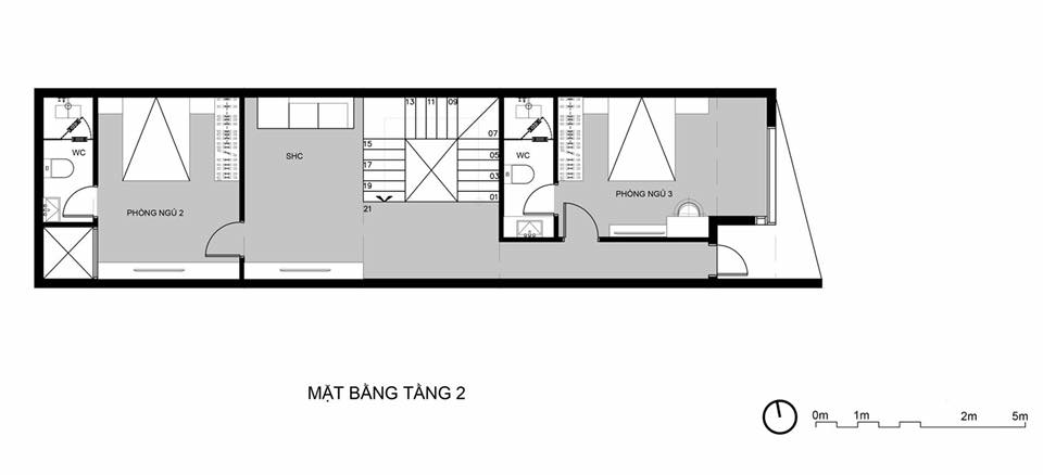 Bản vẽ thiết kế mặt bằng tầng 2 nhà biệt thự hiện đại.